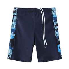 2-piece Set of Summer Children's Swim Trunks Swim Caps Boys' Swimwear Quick Drying Shorts Cartoon Print Beach Swimwear Ages 4-16