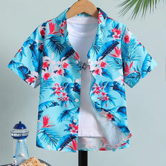 Children Blouse Hawaiian Shirt Boy Hawaii T-Shirt Short Sleeve Tops Summer Casual Lapel Tees Children's Shirt Kids Girls Clothes