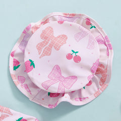 Summer Baby Girls Beacwear Princess Toddler Infant Rash Guard Swimsuits with Hat Floral Print Zip Up Children Girls Swimwears