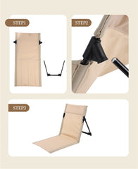 Outdoor Foldable Camping Chair Garden Park Single Lazy Reclining Chair Backrest Cushion Picnic Camping Folding Back Beach Chair