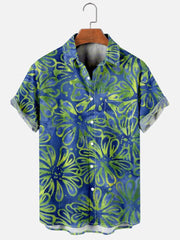 Hawaiian Men's Print Short Sleeve Shirt Beach Coconut Tree Fashion Lapel Top 2025 New for Men Floral Clothes
