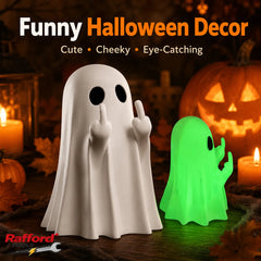 Cute Middle Finger Ghost Statue, Small Halloween Decor for Home, Centerpiece for Coffee Table, Adorable Horror Figure