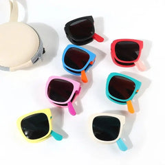 Kids Sunglasses for Toddler Boys and Girls Foldable Sunglasses Children Eyewear Square Frame Travel Goggle UV 400 Shades Eyewear