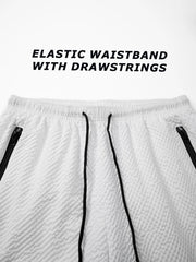 Men's Seersucker Beach Shorts with Mesh Liner Summer Casual Board Shorts with Zipper Pockets Quick Dry Swim Shorts Swim Trunks