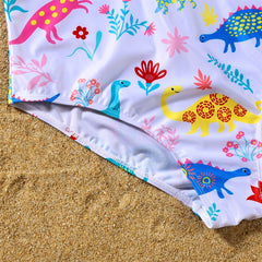 Dinosaurs Swimwear Family Matching Outfits V-Neck Mother Daughter Swimsuits Mommy and Me Dresses Clothes Father Son Swim Shorts