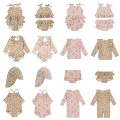 KS Baby Girls Swimming Suit Wear 18M-9T Flower Children Brand Kawaii BC Mr TAO Clothes Kids SwimWears Sister Brother Matching