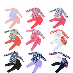 Printing Long Sleeved Girls Swimwear Sun Protection Swimming Suit Long Pants Skirt Style Quick Drying Bathing Suit 3-11Y