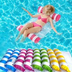 Inflatable Foldable Floating Row Swimming Pool Party Water Hammock Air Mattresses Pvc Stripe Water Floating Inflatable Mat
