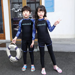Kids Swimsuit 3 Piece Long Sleeve Rashguard Shirt and Bathing Shorts Leggings Swimwear Sun UV Protection Rash Guards Full Body