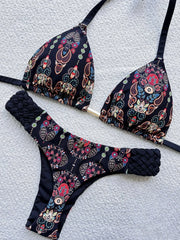 RUOTONSEPT Print Halter Mini Thong High Cut Bikini Female Swimsuit Women Swimwear Two-pieces Bikini set Bather Bathing Suit Swim
