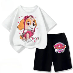 2026 Kids Casual Oufits Beach Clothing PAW Patrol Summer New Girls Clothing Sets Children Short Sleeve Top Shorts Two Piece Suit