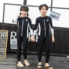 Boys Girls Swimsuit Long Sleeve Sun Protection Swimming Bathing Surfing Wetsuit Beach Wear Teenager Rash Guard