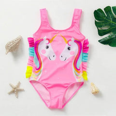 Girls Swimsuit One-Piece Mermaid Fish Scale Unicorn Children's Swimwear Girls Beachwear 2 3 4 5 6 7 8 Years