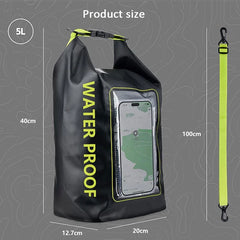 2L/5L Waterproof Dry Bag Touch Screen Swimming Waterproof PVC Bag Rafting Floating Outdoor Sport Bag Surfboard Kayak Storage Bag