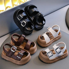 Fashion Solid Korean Kid Sandals Summer New Versatile Anti Slip Soft Bottom Girl Boy Beach Sandal Kindergarten Anti Kick Sandals