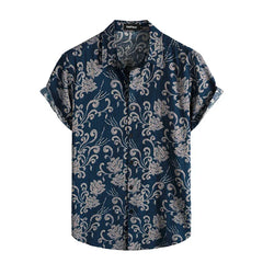 Mens Casual Hawaiian Floral Shirts 3D Full Print Short Sleeve Button Down Tropical Beach Shirts for Men Camisa Manga Masculina