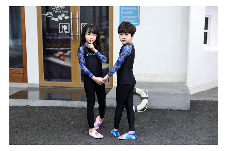 Kids Swimsuit 3 Piece Long Sleeve Rashguard Shirt and Bathing Shorts Leggings Swimwear Sun UV Protection Rash Guards Full Body