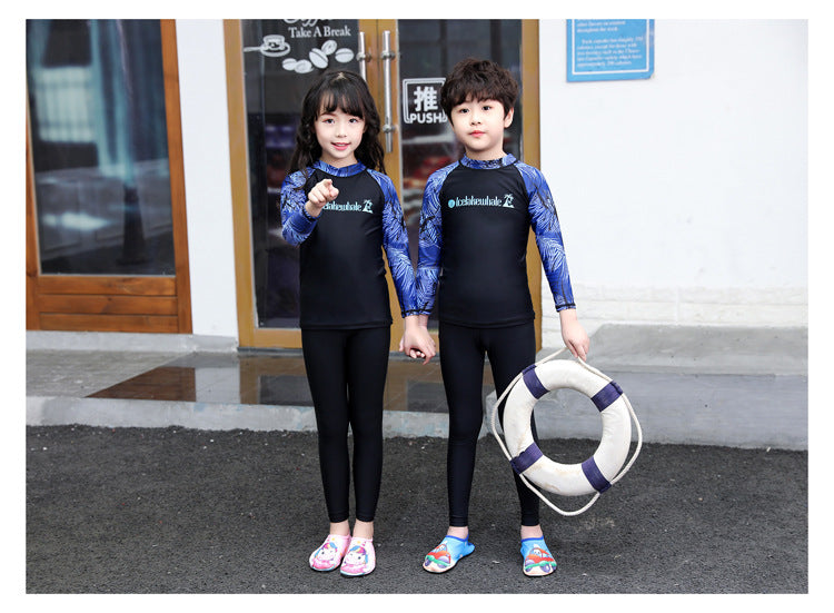 Kids Swimsuit 3 Piece Long Sleeve Rashguard Shirt and Bathing Shorts Leggings Swimwear Sun UV Protection Rash Guards Full Body