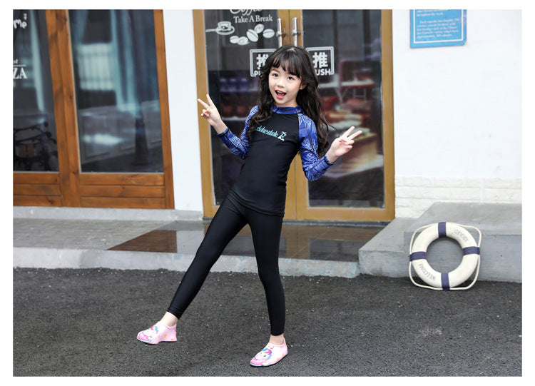 Kids Swimsuit 3 Piece Long Sleeve Rashguard Shirt and Bathing Shorts Leggings Swimwear Sun UV Protection Rash Guards Full Body