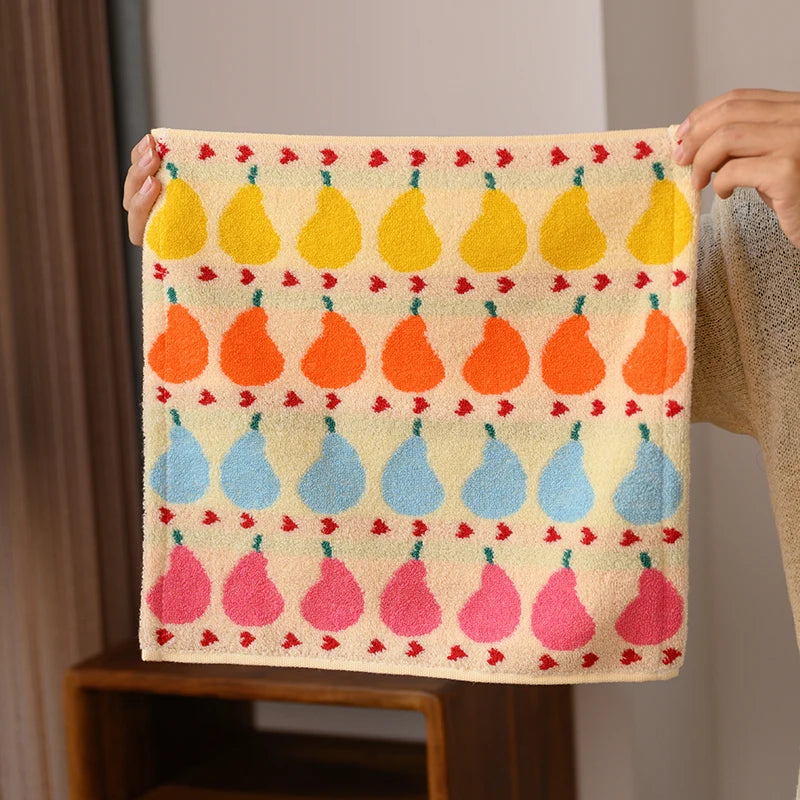 Cute Graffiti  Pears Patter Cotton Soft Face Towel for Kids Absorbent Bath Towel Comfortable Cotton Household Towel Beach Towels
