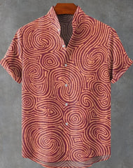Hawaiian men's linen shirt abstract patchwork pattern art print shirt beach vacation daily travel men's clothing fast delivery