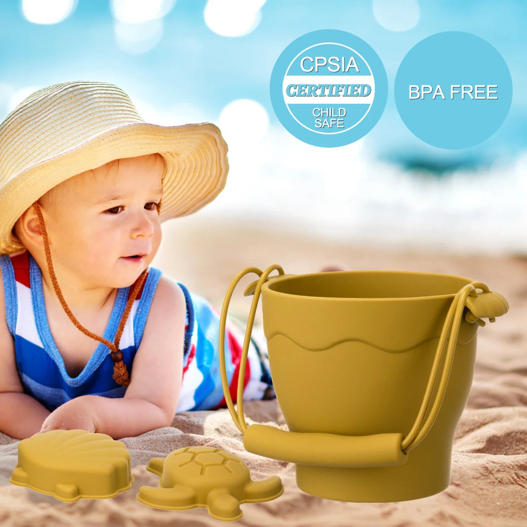 TYRY.HU 8pcs/set Children Toys Silicone Beach Toy Set with Bucket and Six Accessories Fun Outdoor Play Sand for Kids