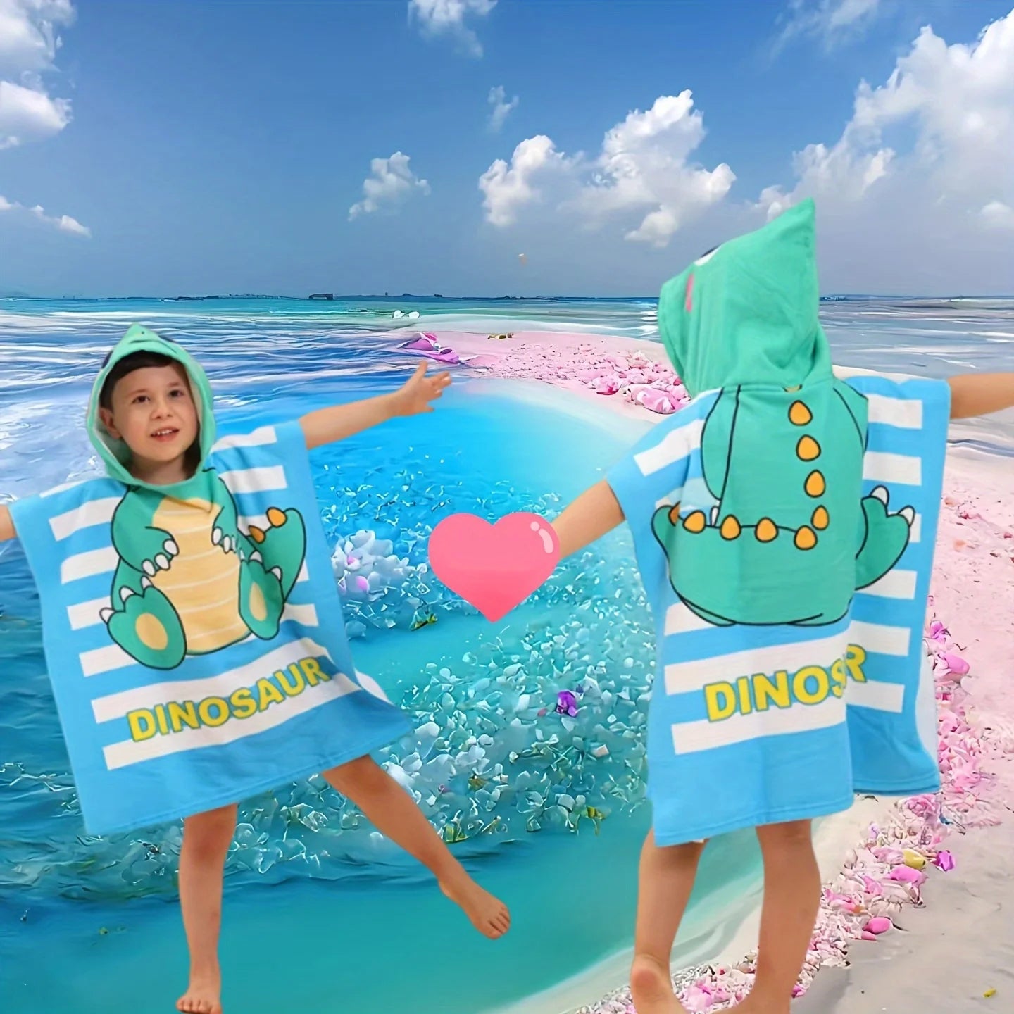 Cartoon Animal Pirate Kids Hooded Towel Poncho - Soft Absorbent Quick Dry Fabric, Machine Washable, Ideal for Beach Swim Pool