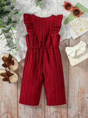 Kids Baby Girl's Solid Sleeveless Bodysuit For Summer European and American Style Casual Jumpsuit