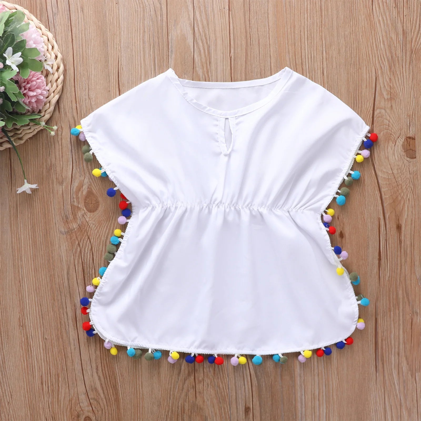 0-5Y Baby Girls Swimwear Cover-up 2026 Summer Leopard Tassel Kids Beach Dress Poncho Swimsuits Bikini Cover Ups Toddler Sundress