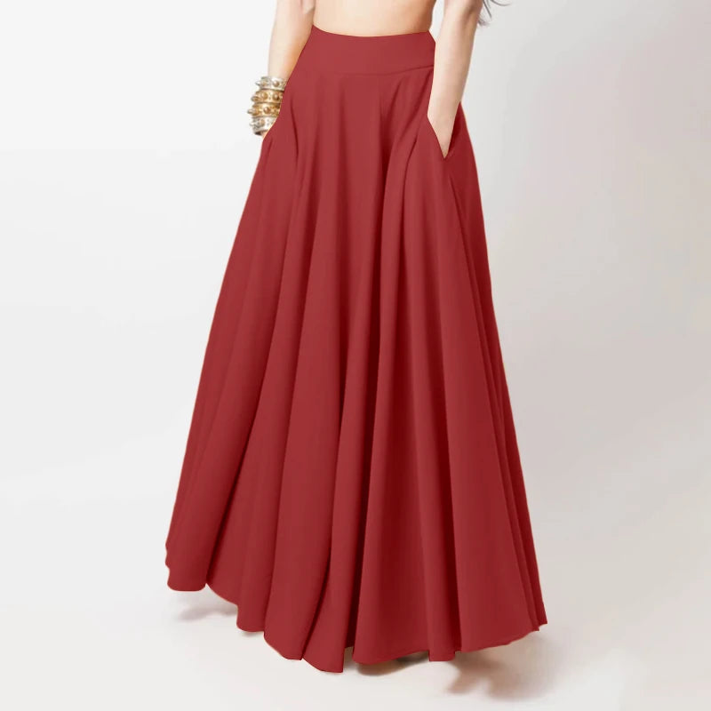 2024 ZANZEA Women Spring Sundress Fashion Maxi Skirts Elegant Long Party Vestidos Female High Waist Solid Robe Beach Faldas Saia