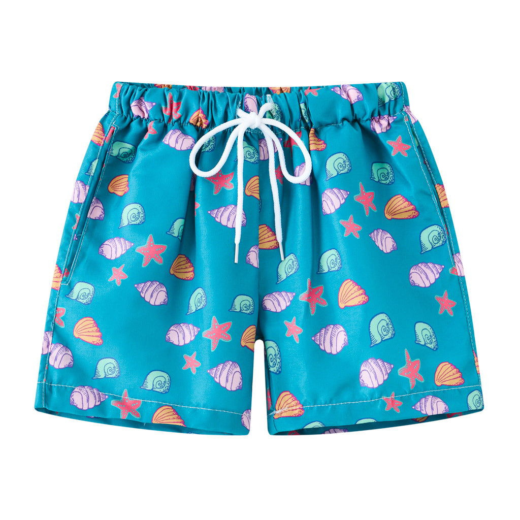Boys Cartoon Print Beach Shorts Summer Quick Dry Swim Trunks Kids Casual Board Shorts Toddler Swimwear Bathing Suit For 2-8Y