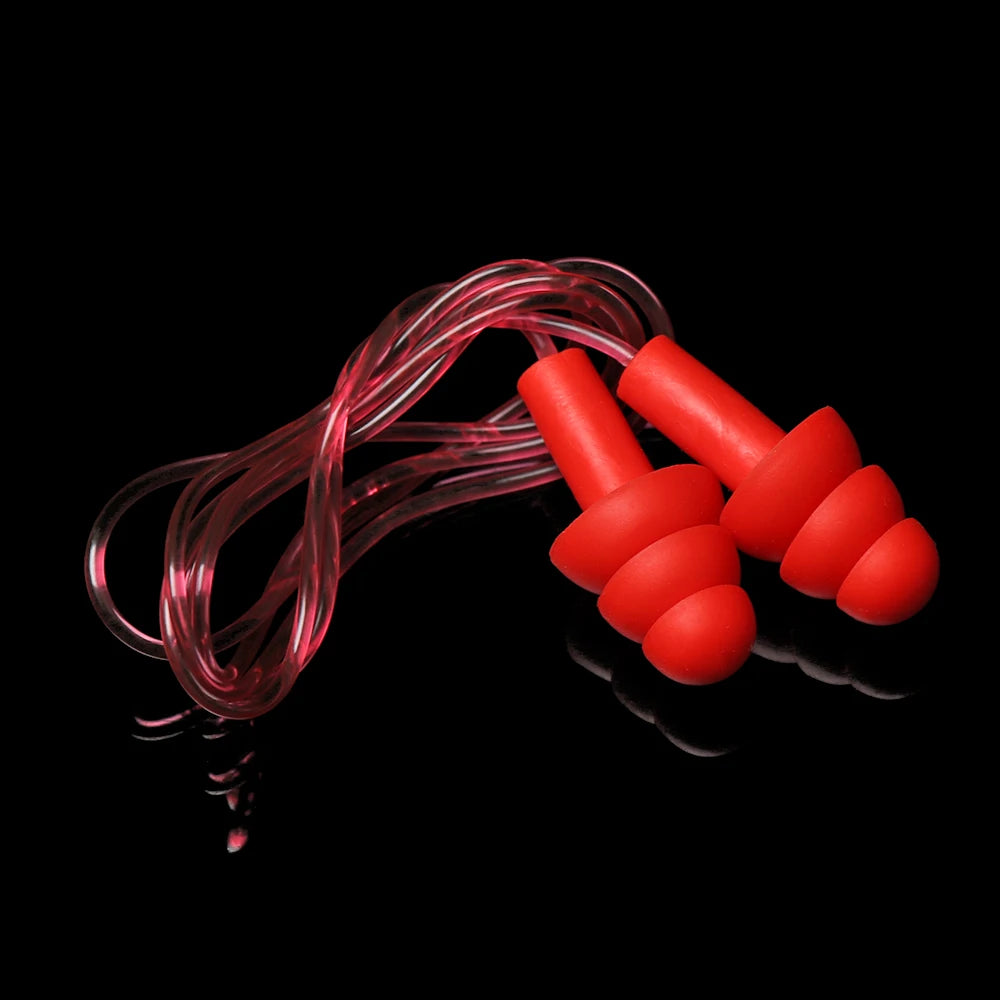 Soft Silicone Ear Plugs with Rope Colorful Swimming Ears Protector Noise Reduction Ear Plug Hearing Protection Pool Accessories