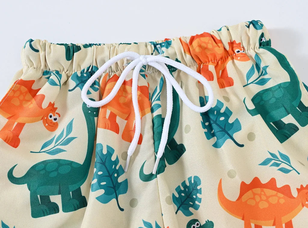 Boys Cartoon Print Beach Shorts Summer Quick Dry Swim Trunks Kids Casual Board Shorts Toddler Swimwear Bathing Suit For 2-8Y