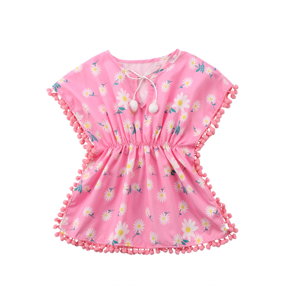 0-5Y Baby Girls Swimwear Cover-up 2026 Summer Leopard Tassel Kids Beach Dress Poncho Swimsuits Bikini Cover Ups Toddler Sundress