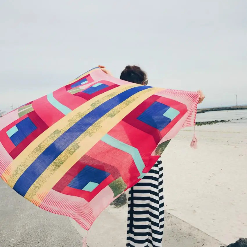 Fashions 90x180cm Twill Cotton Pareo Beach Cover-Ups Women Large Beach Dress Bikini Bathing Swimwear Cover Up Sarong Wrap Scarf
