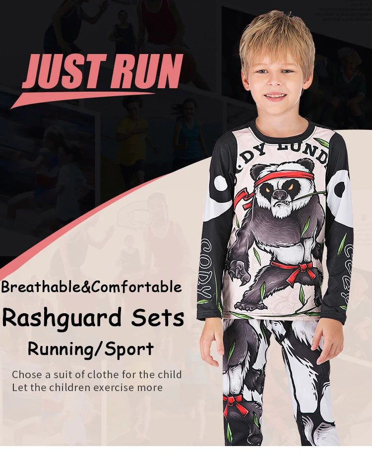 Rashguard Jiu Jitsu Kimono MMA Kid's T-shirt+Pant Sets Kid Rash Guard Children Muay Thai MMA Shorts Kickboxing Boys Gym Clothing