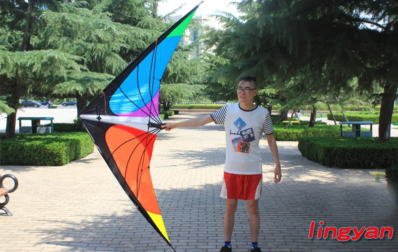 Outdoor Sport For Adults Power Stunt Kite Dual Line 1.8/2.4m Triangle Kite Good  Flying Toys With Handle And Line Sports Beach