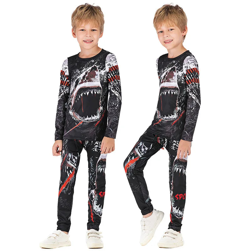 Rashguard Jiu Jitsu Kimono MMA Kid's T-shirt+Pant Sets Kid Rash Guard Children Muay Thai MMA Shorts Kickboxing Boys Gym Clothing