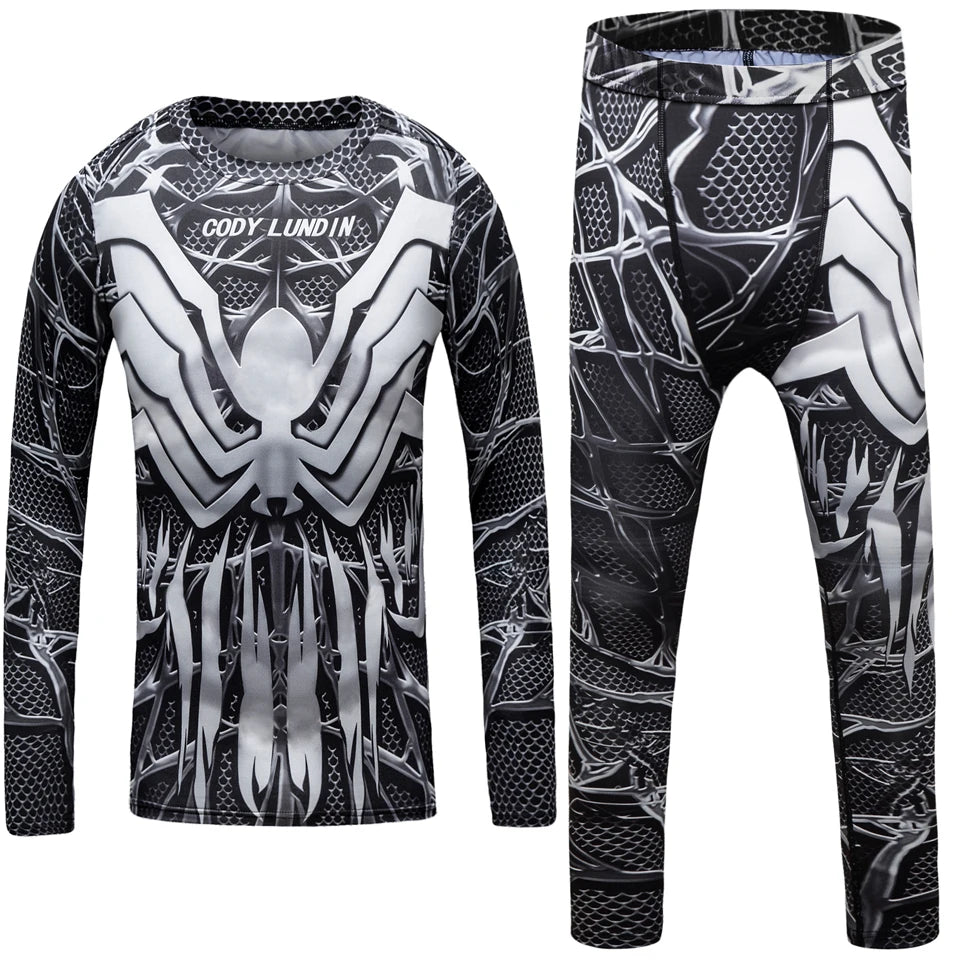 New Kids 4/pcs Sets Rashguard Jiu Jitsu MMA T-shirt+Pant For Children Muay Thai Shorts BJJ Tight Sportsuit MMA Boxing Fightwear