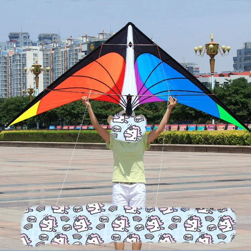 Outdoor Sport For Adults Power Stunt Kite Dual Line 1.8/2.4m Triangle Kite Good  Flying Toys With Handle And Line Sports Beach