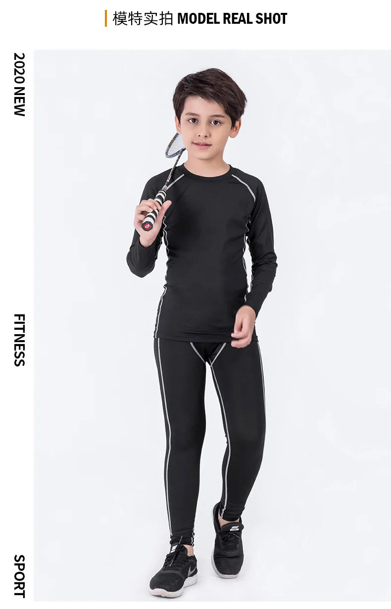 4 Pcs/Set Kid's MMA Compression T-shirt+Pants Rashguard Sportswear Boy Muay Thai Shorts Bjj Gi Rash Guard For Kid Boxing Suits