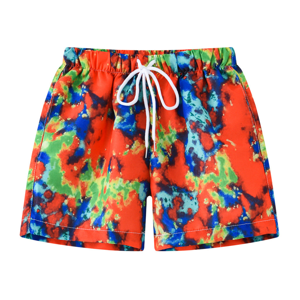 Boys Cartoon Print Beach Shorts Summer Quick Dry Swim Trunks Kids Casual Board Shorts Toddler Swimwear Bathing Suit For 2-8Y