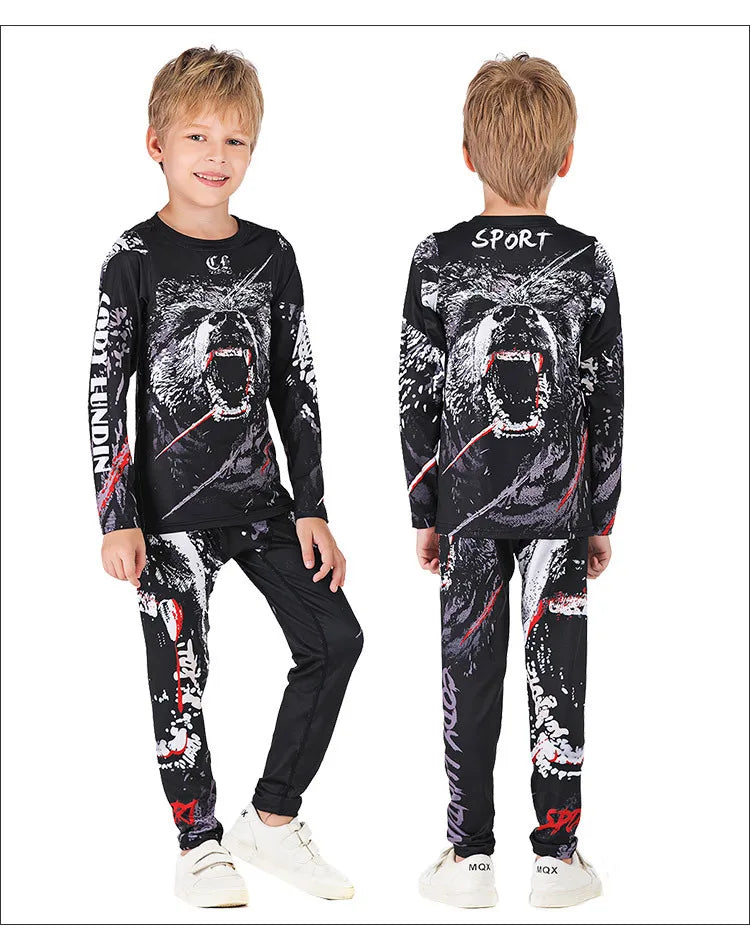 Rashguard Jiu Jitsu Kimono MMA Kid's T-shirt+Pant Sets Kid Rash Guard Children Muay Thai MMA Shorts Kickboxing Boys Gym Clothing