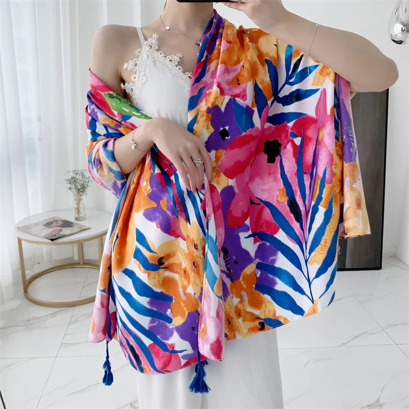 20 Styles 90x180cm Cotton Linen Summer Beach Dress Bikini Cover-ups Sarong Wrap Scarf Women Brazilian Swimsuit Bathing Cover Up