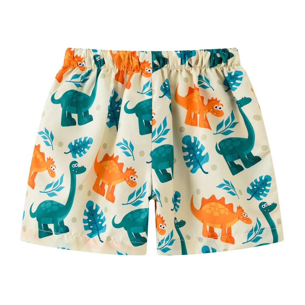 Boys Cartoon Print Beach Shorts Summer Quick Dry Swim Trunks Kids Casual Board Shorts Toddler Swimwear Bathing Suit For 2-8Y