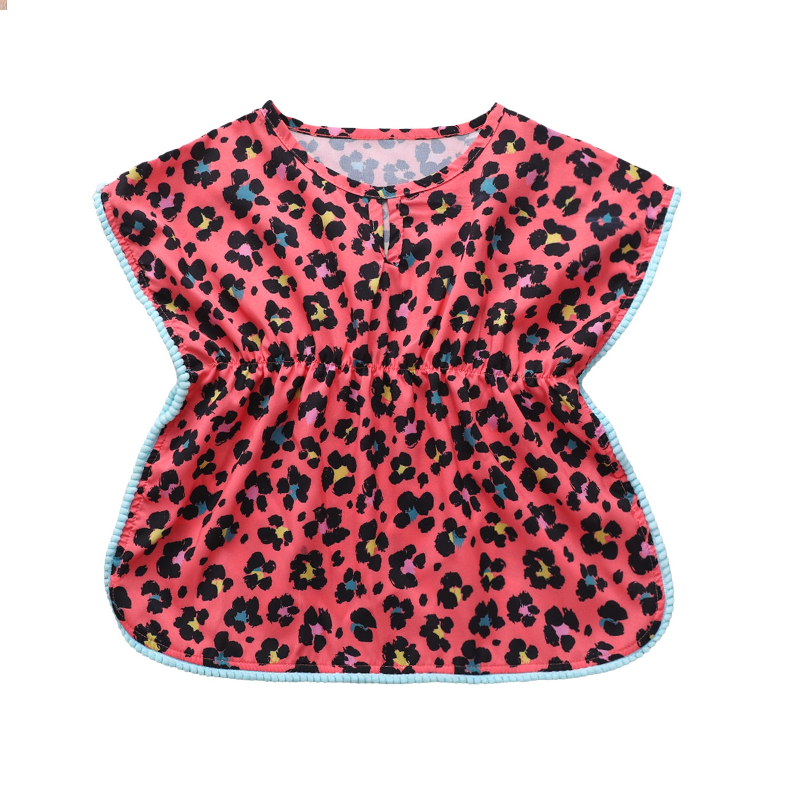 0-5Y Baby Girls Swimwear Cover-up 2026 Summer Leopard Tassel Kids Beach Dress Poncho Swimsuits Bikini Cover Ups Toddler Sundress
