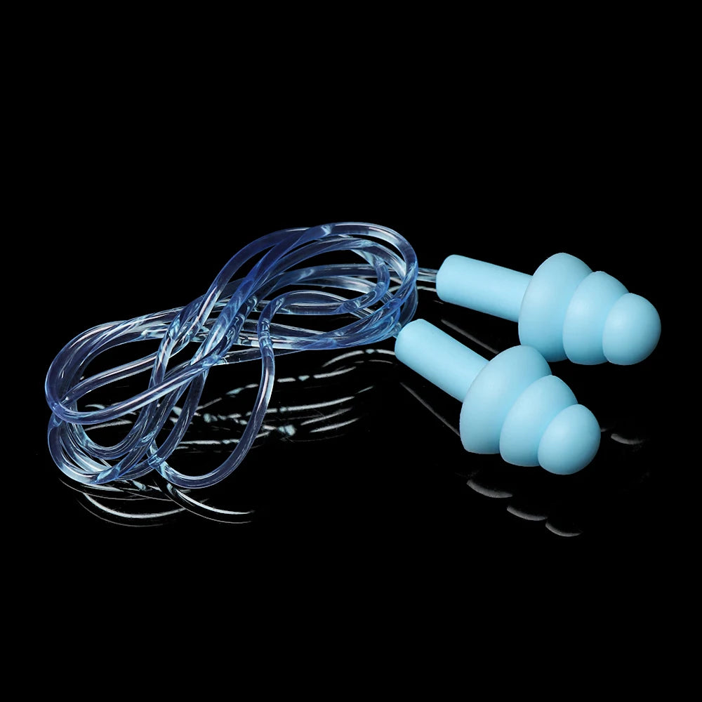 Soft Silicone Ear Plugs with Rope Colorful Swimming Ears Protector Noise Reduction Ear Plug Hearing Protection Pool Accessories