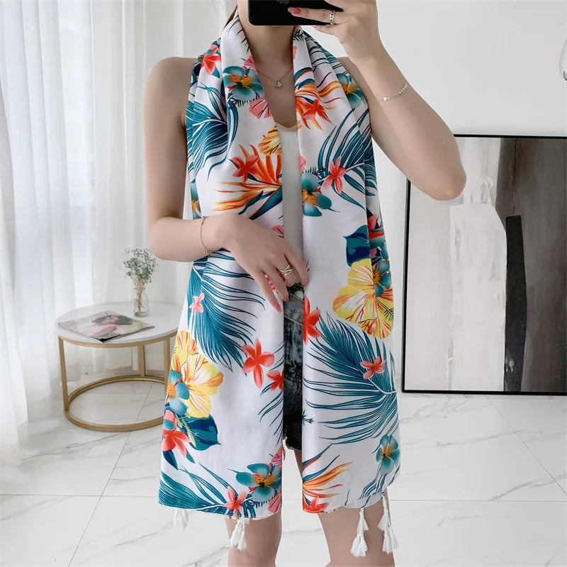 20 Styles 90x180cm Cotton Linen Summer Beach Dress Bikini Cover-ups Sarong Wrap Scarf Women Brazilian Swimsuit Bathing Cover Up
