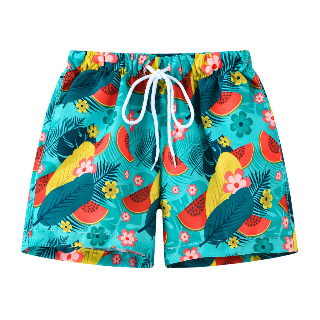 Boys Cartoon Print Beach Shorts Summer Quick Dry Swim Trunks Kids Casual Board Shorts Toddler Swimwear Bathing Suit For 2-8Y