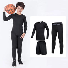 4 Pcs/Set Kid's MMA Compression T-shirt+Pants Rashguard Sportswear Boy Muay Thai Shorts Bjj Gi Rash Guard For Kid Boxing Suits